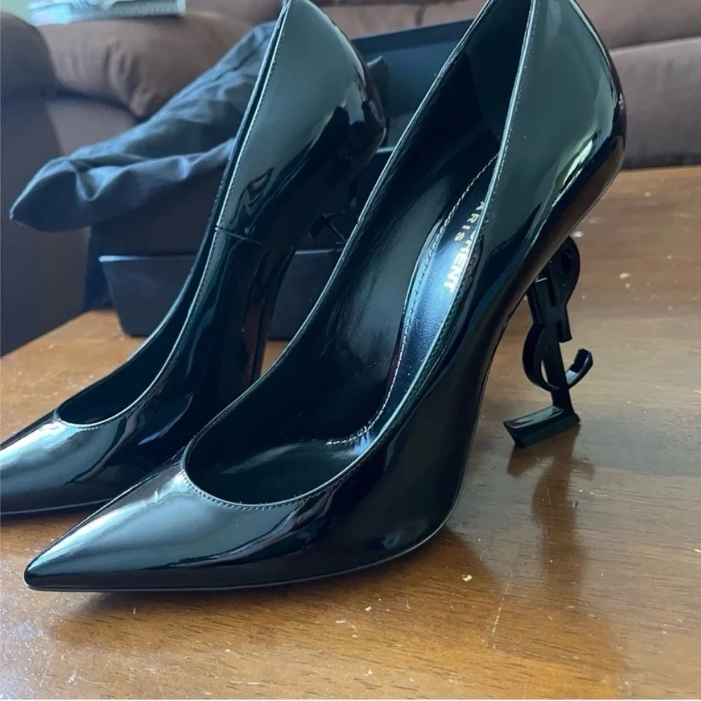 Yves Saint Laurent Black Patent Heels - Picture 3 of 9